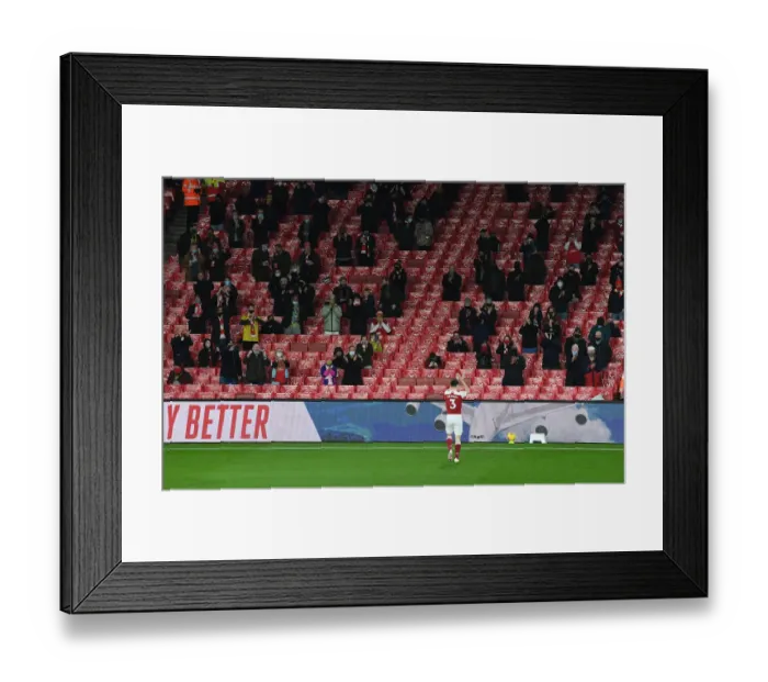 Framed Print : Arsenal's Kieran Tierney Applauding Fans: Arsenal vs Burnley, Premier League 2020-21
