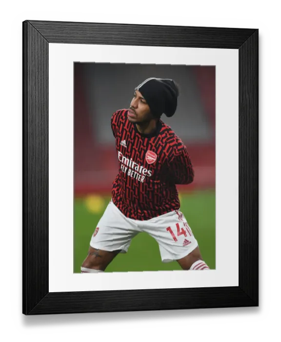 Framed Print : Arsenal's Aubameyang Gears Up: Arsenal vs Burnley, Premier League 2020-21