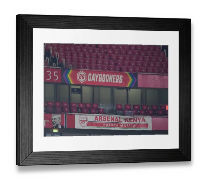 Framed Print : Gay Gooners Banner at Arsenal vs. Burnley: Premier League Match, London, 2020 Framed Print : Gay Gooners Banner at Arsenal vs. Burnley: Premier League Match, London, 2020
