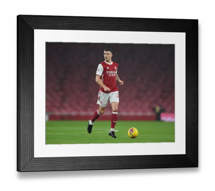 Framed Print : Granit Xhaka: In Action for Arsenal Against Burnley, Premier League 2020-21