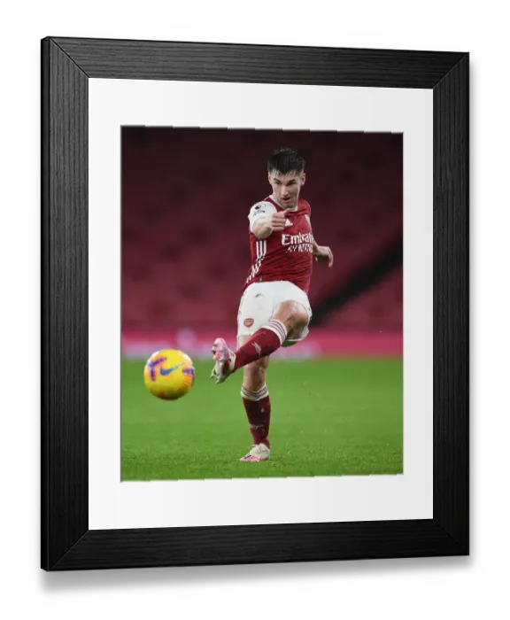 Framed Print : Arsenal's Kieran Tierney in Action: Arsenal vs Burnley, Premier League 2020-21