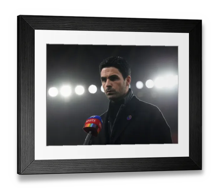 Framed Print : Arsenal's Mikel Arteta - Pre-Match Interview Before Arsenal vs Burnley (December 2020)