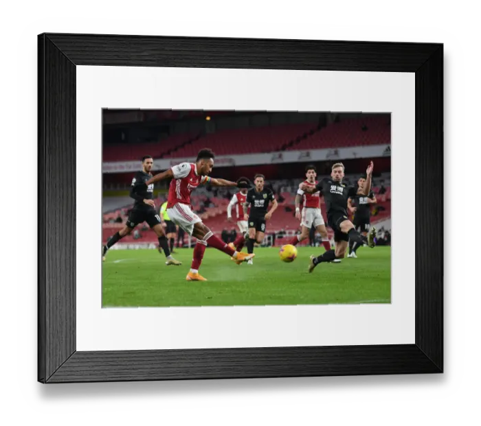Framed Print : Arsenal's Aubameyang Faces Off Against Burnley's Taylor: Premier League Showdown at Emirates Stadium