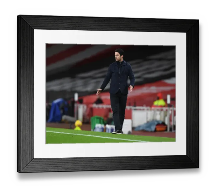 Framed Print : Mikel Arteta Leads Arsenal at Empty Emirates Against Southampton, Premier League 2020-21