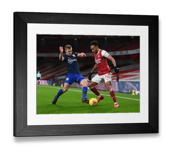 Framed Print : Aubameyang vs Ward-Prowse: Battle of Midfield Masters in Arsenal vs Southampton Premier League Clash (December 2020)