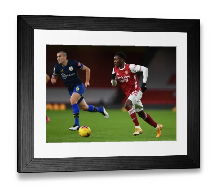 Framed Print : Arsenal's Eddie Nketiah in Action: Arsenal vs. Southampton, Premier League 2020-21