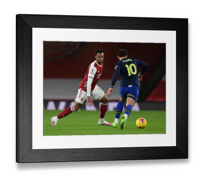 Framed Print : Gabriel Magalhaes in Action: Arsenal vs Southampton, Premier League 2020-21 Framed Print : Gabriel Magalhaes in Action: Arsenal vs Southampton, Premier League 2020-21