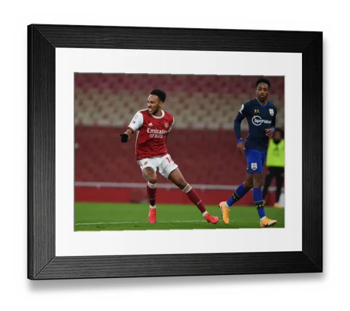 Framed Print : Arsenal's Aubameyang Scores: Arsenal vs Southampton, Premier League 2020-21