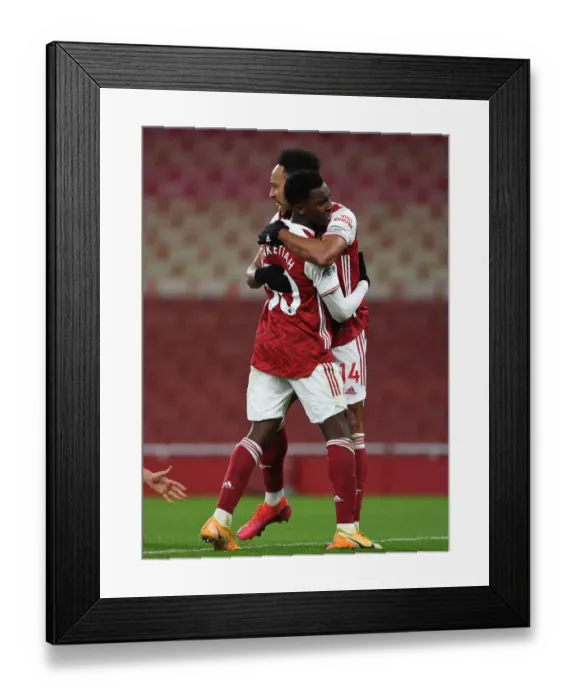 Framed Print : Arsenal's Aubameyang and Nketiah Celebrate Goal Against Southampton (2020-21)