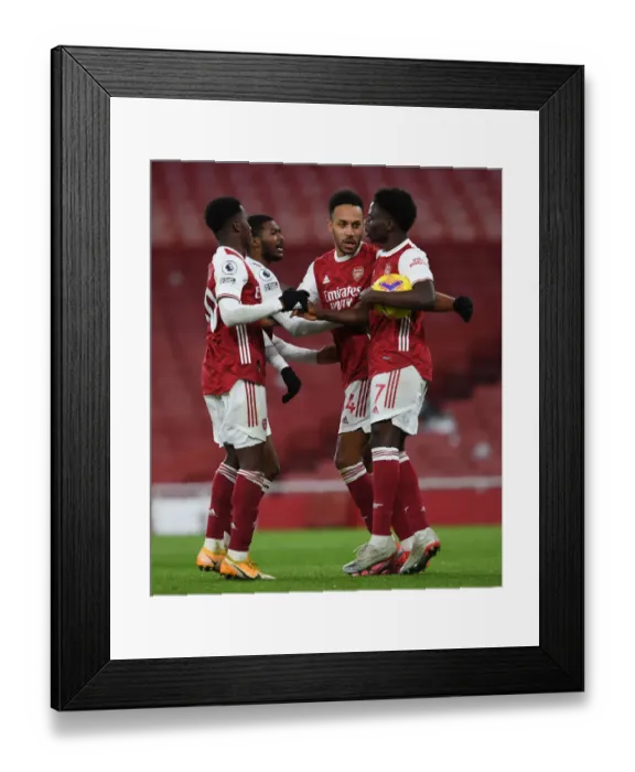 Framed Print : Arsenal Celebrate: Aubameyang, Nketiah, Saka Score against Southampton (2020-21) Framed Print : Arsenal Celebrate: Aubameyang, Nketiah, Saka Score against Southampton (2020-21)