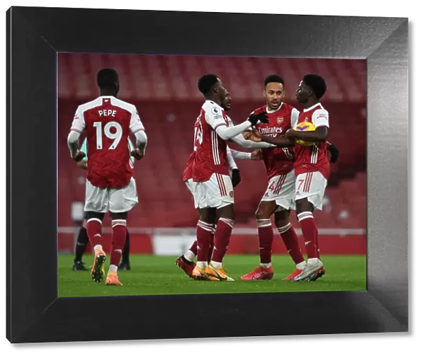 Arsenal's Triumph: Aubameyang, Nketiah, Saka's Unforgettable Goal Celebration (2020-21)
