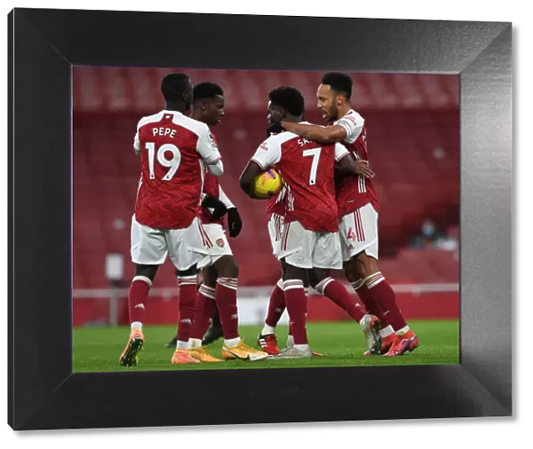 Aubameyang and Saka Celebrate Arsenal's Goal: Arsenal v Southampton, 2020-21 Premier League