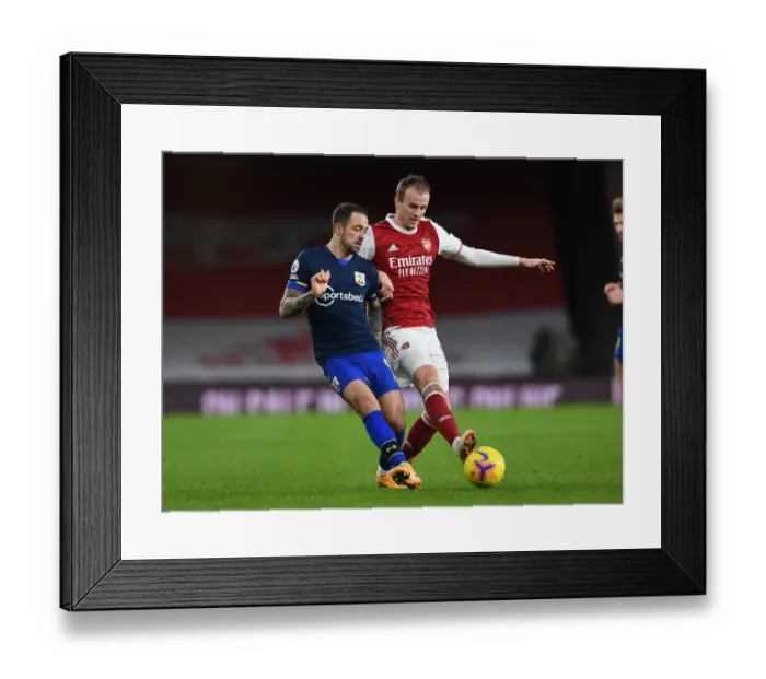 Framed Print : Arsenal vs Southampton: Rob Holding Shuts Down Danny Ings in Intense Premier League Clash (December 2020)