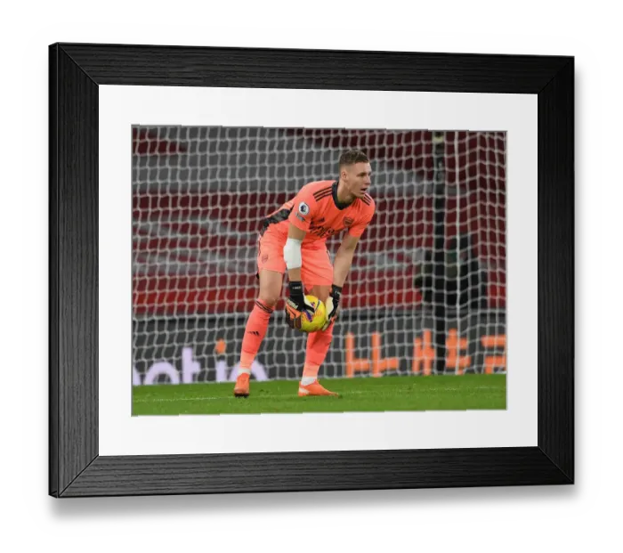 Framed Print : Arsenal's Bernd Leno in Action: Arsenal vs. Southampton (Premier League 2020-21, Emirates Stadium)
