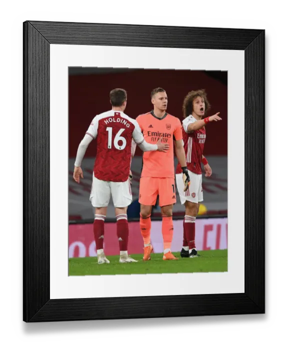 Framed Print : Arsenal's Defensive Trio: Holding, Leno, and Luiz in Action against Southampton (Premier League 2020-21) Framed Print : Arsenal's Defensive Trio: Holding, Leno, and Luiz in Action against Southampton (Premier League 2020-21)