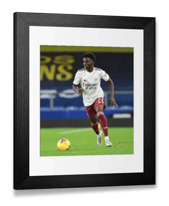 Framed Print : Bukayo Saka in Action: Everton vs Arsenal, Premier League 2020-21 Framed Print : Bukayo Saka in Action: Everton vs Arsenal, Premier League 2020-21