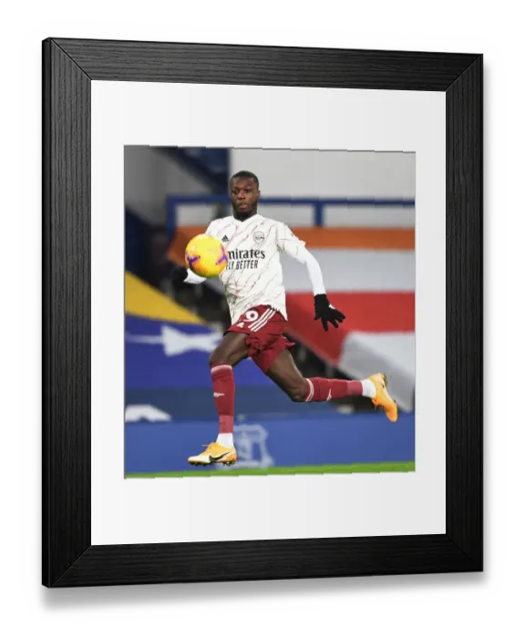 Framed Print : Pepe in Action: Everton vs Arsenal, Premier League 2020-21