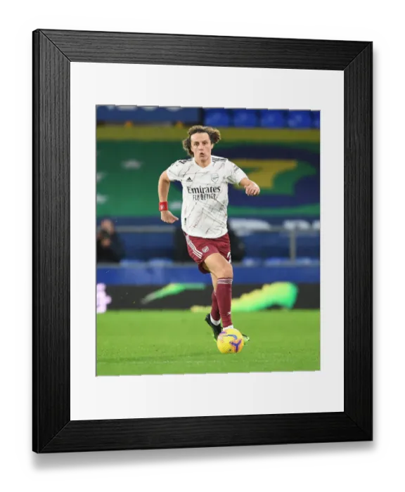 Framed Print : David Luiz Focuses in Arsenal's Battle at Goodison Park (Everton vs Arsenal, Premier League 2020-21)