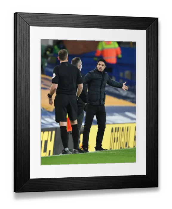Framed Print : Mikel Arteta at Goodison Park: Everton vs Arsenal, Premier League 2020-21