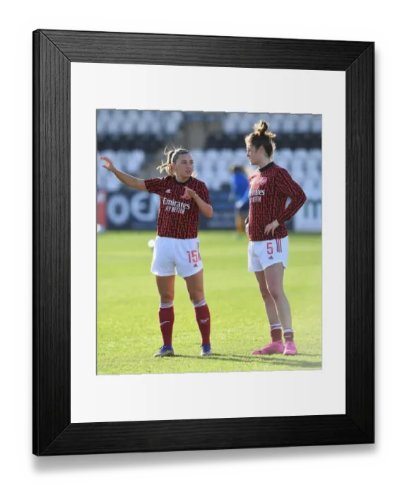 Framed Print : Arsenal Women: Pre-Match Focus - Katie McCabe and Jennifer Beattie Ready for Everton Clash in FA WSL (2020-21)