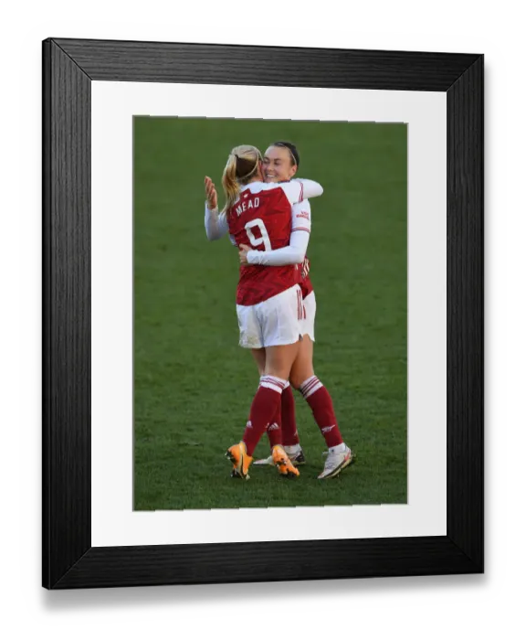 Framed Print : Arsenal Women's Super League Victory: Beth Mead and Caitlin Foord's Euphoric Goal Celebration Framed Print : Arsenal Women's Super League Victory: Beth Mead and Caitlin Foord's Euphoric Goal Celebration