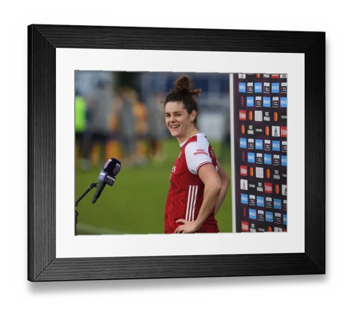 Framed Print : Arsenal's Jennifer Beattie Shares Post-Match Insights After Arsenal Women vs Everton Women (FA WSL 2020-21)