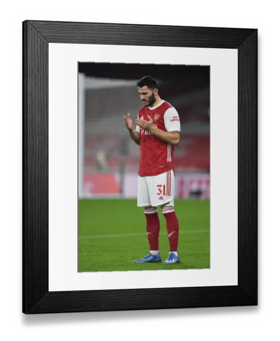 Framed Print : Arsenal's Sead Kolasinac Gears Up for Carabao Cup Clash Against Manchester City at Empty Emirates Stadium