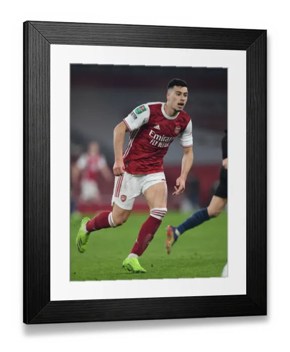 Framed Print : Gabriel Magalhaes in Action: Arsenal vs Manchester City - Carabao Cup 2020-21 (Behind Closed Doors)