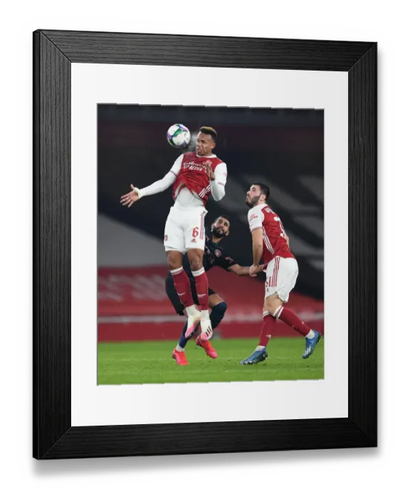 Framed Print : Arsenal vs Manchester City: Carabao Cup Showdown - Gabriel Magalhaes Defends Against Mahrez