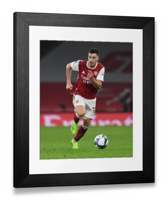 Framed Print : Arsenal's Gabriel Magalhaes in Action against Manchester City - Carabao Cup Quarterfinal at Emirates Stadium