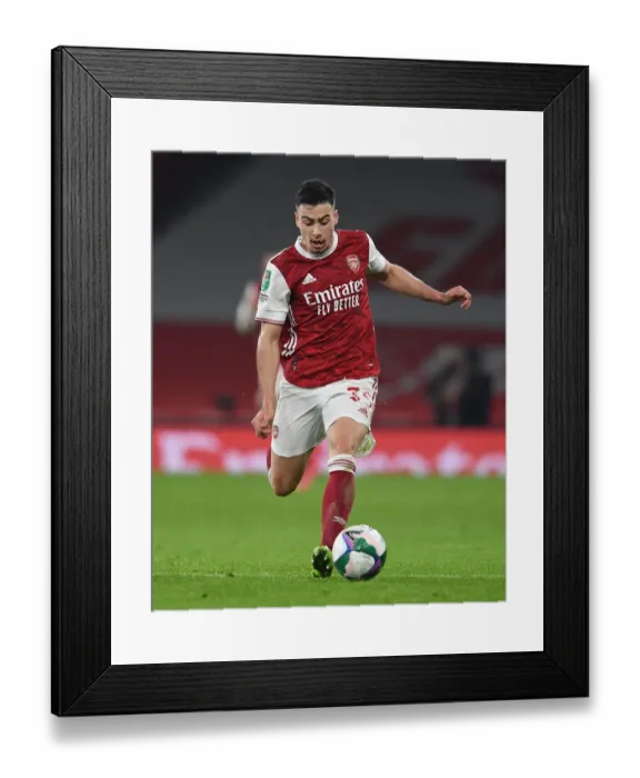 Framed Print : Arsenal's Gabriel Magalhaes Shines in Empty Emirates Stadium: Carabao Cup Quarterfinal vs Manchester City
