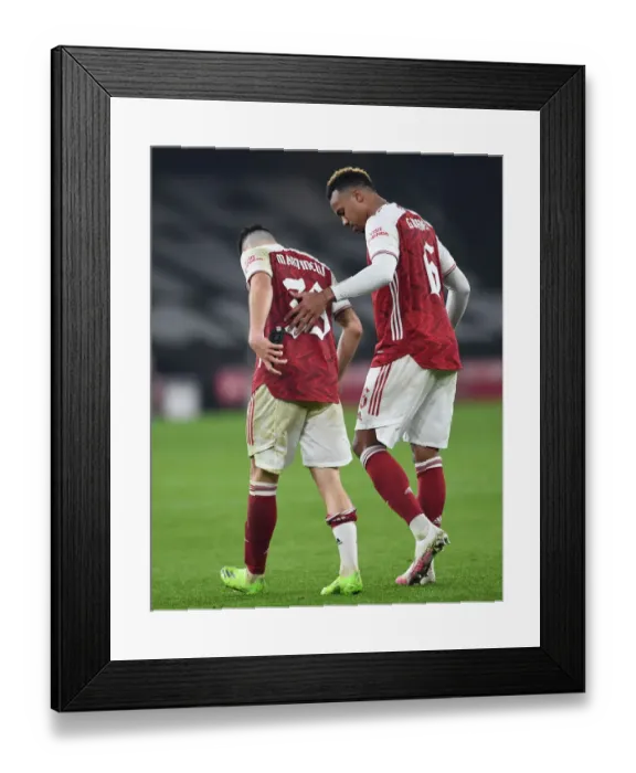 Framed Print : Arsenal's Lacazette and Magalhaes in Carabao Cup Clash Against Manchester City