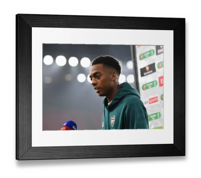 Framed Print : Arsenal's Joe Willock - Pre-Match Interview Ahead of Carabao Cup Quarterfinal vs Manchester City