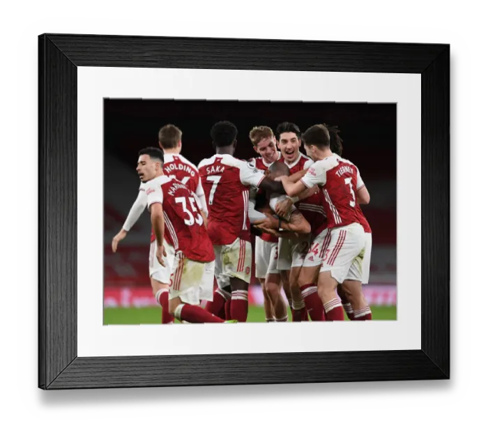 Framed Print : Arsenal Celebrate Granit Xhaka's Goal: Arsenal v Chelsea, 2020-21 Premier League