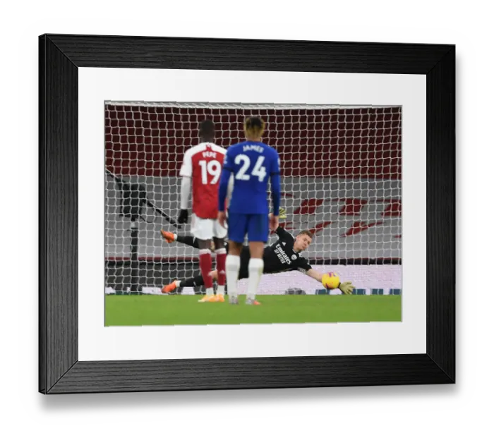 Framed Print : Arsenal's Leno Stops Chelsea Penalty in Empty Emirates