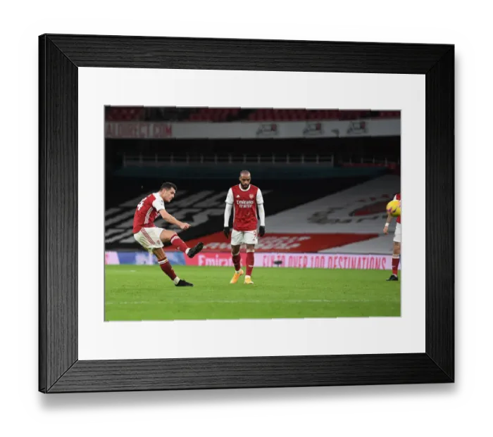 Framed Print : Granit Xhaka Scores the Second: Arsenal vs. Chelsea, 2020-21 Premier League (Behind Closed Doors)