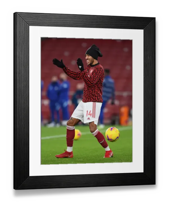 Framed Print : Arsenal's Aubameyang Gears Up for Arsenal v Chelsea Clash (2020-21) Framed Print : Arsenal's Aubameyang Gears Up for Arsenal v Chelsea Clash (2020-21)