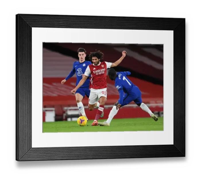 Framed Print : Arsenal vs. Chelsea: Elneny Fends Off Mount and Kante in Intense Premier League Clash