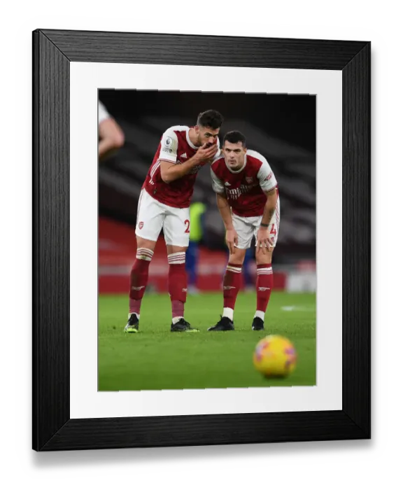 Framed Print : Arsenal's Pablo Mari and Granit Xhaka in Action against Chelsea - Premier League 2020-21