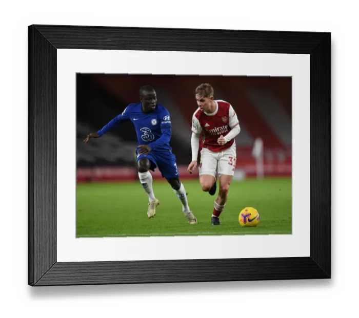 Framed Print : Arsenal vs. Chelsea: Emile Smith Rowe vs. N'Golo Kante - Premier League Showdown Framed Print : Arsenal vs. Chelsea: Emile Smith Rowe vs. N'Golo Kante - Premier League Showdown