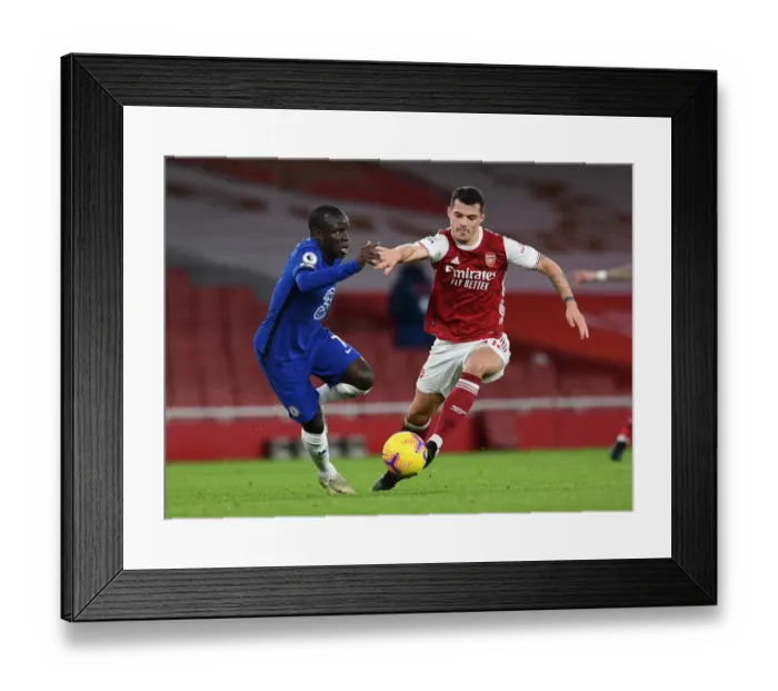 Framed Print : Arsenal vs. Chelsea: Xhaka vs. Kante - Premier League Battle at Emirates Stadium (December 2020)