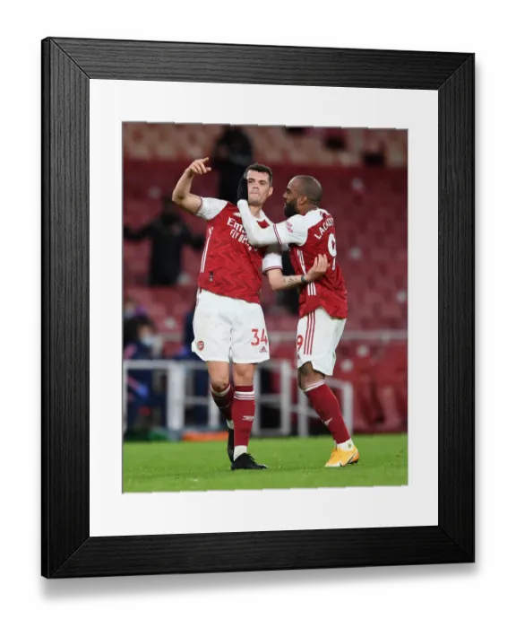 Framed Print : Xhaka and Lacazette Celebrate Arsenal's Victory: Arsenal 2-Chelsea (Premier League 2020-21) Framed Print : Xhaka and Lacazette Celebrate Arsenal's Victory: Arsenal 2-Chelsea (Premier League 2020-21)