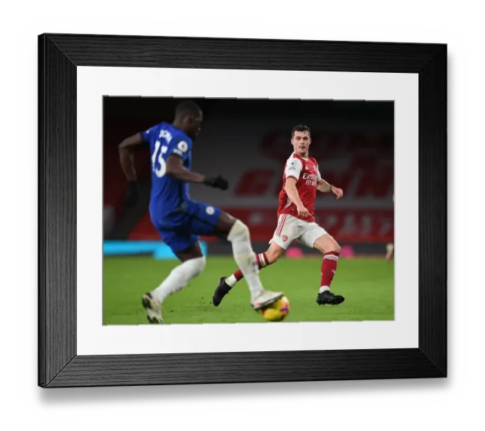 Framed Print : Granit Xhaka in Action: Arsenal vs Chelsea, Premier League 2020-21