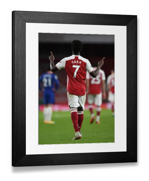 Framed Print : Bukayo Saka Scores His Third Goal: Arsenal's Victory Over Chelsea in the 2020-21 Premier League