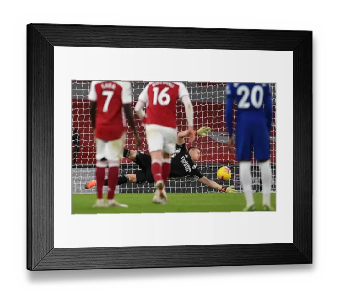 Framed Print : Arsenal's Leno Stops Chelsea Penalty: Arsenal vs Chelsea, Premier League 2020-21