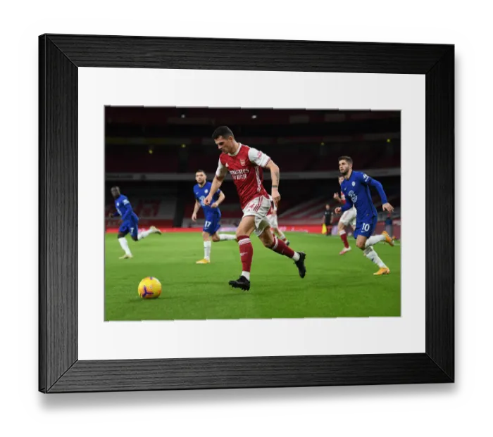 Framed Print : Granit Xhaka: Arsenal vs. Chelsea, Premier League 2020-21 Framed Print : Granit Xhaka: Arsenal vs. Chelsea, Premier League 2020-21