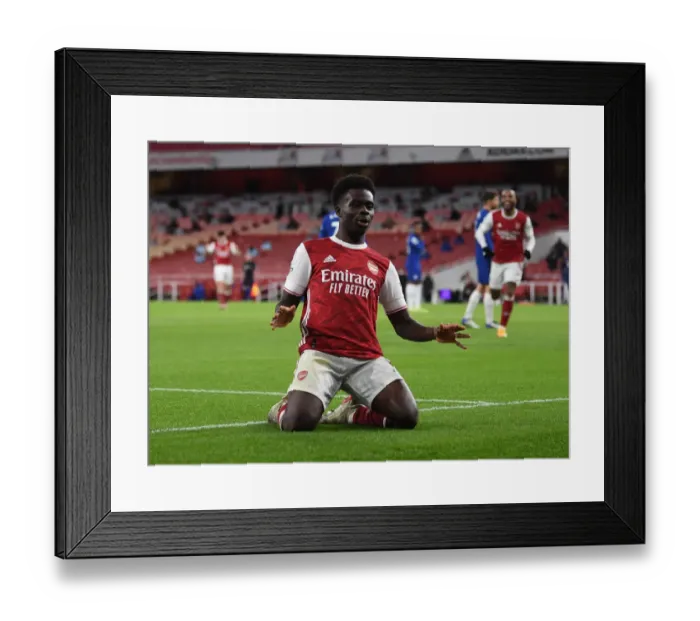 Framed Print : Arsenal's Bukayo Saka Scores Third Goal: Arsenal v Chelsea, Premier League 2020-21 Framed Print : Arsenal's Bukayo Saka Scores Third Goal: Arsenal v Chelsea, Premier League 2020-21