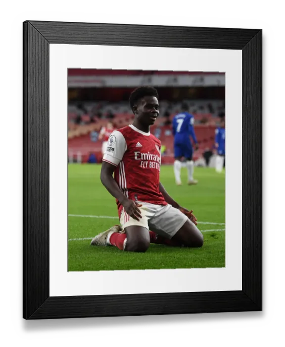 Framed Print : Arsenal's Bukayo Saka Scores Third Goal Against Chelsea in 2020-21 Premier League