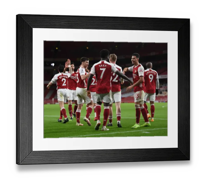 Framed Print : Arsenal's Triumph: Saka and Martinelli Score in Arsenal v Chelsea Showdown (2020-21)