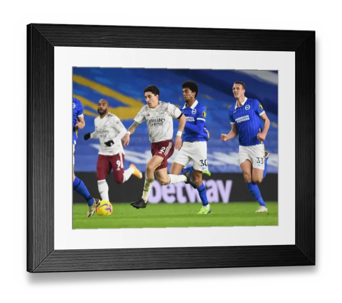 Framed Print : Arsenal's Bellerin Scores Past Brighton in Empty American Express Community Stadium, Premier League 2020-21 Framed Print : Arsenal's Bellerin Scores Past Brighton in Empty American Express Community Stadium, Premier League 2020-21